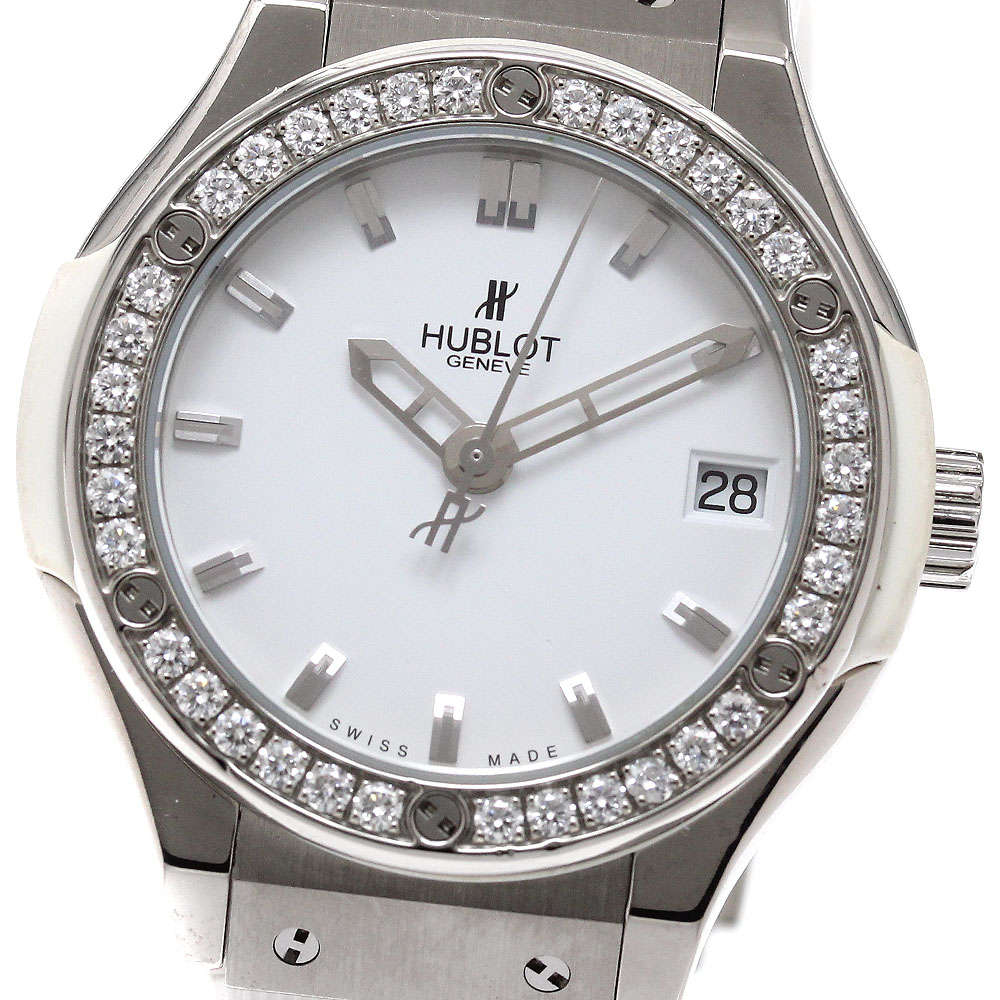 ウブロ HUBLOT 581.NE.2010.RW.1104 古典派音楽核融合反応 チタニウム ダイヤベゼル 石英 レディース _945146【中古】