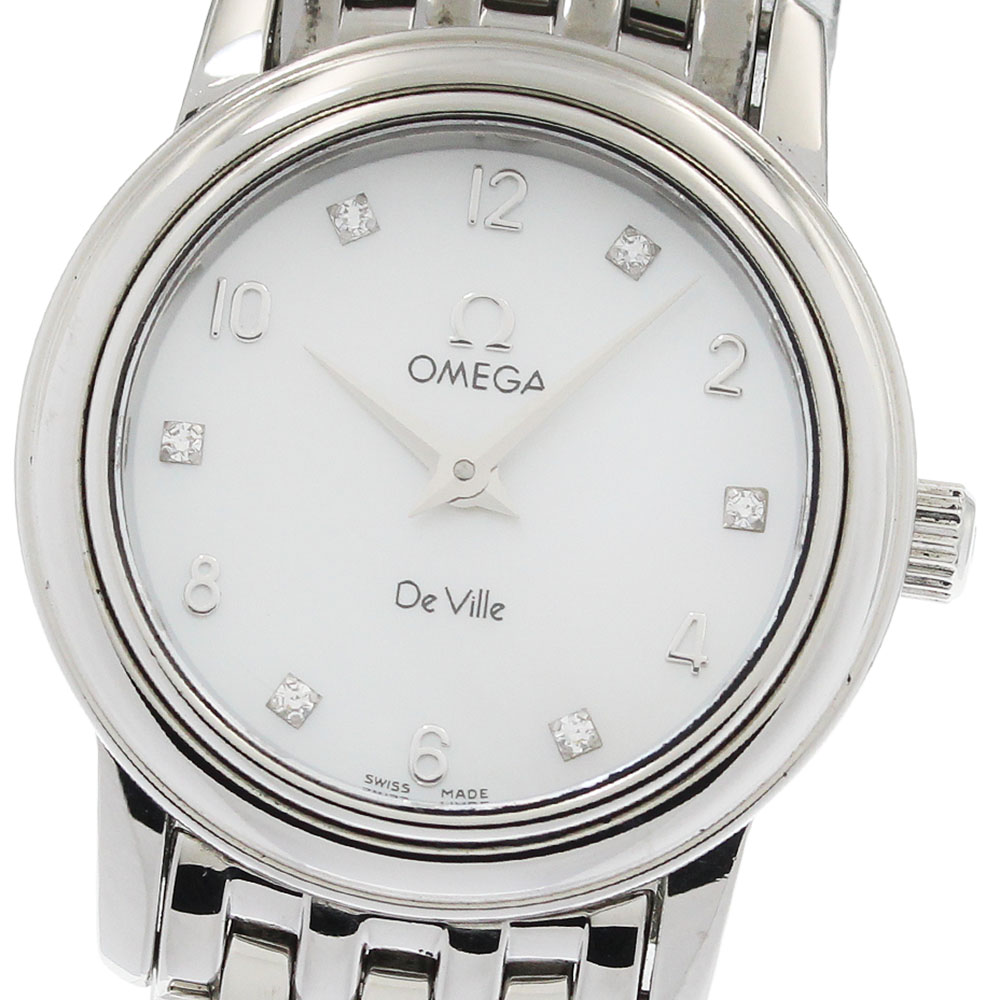 ゼロ OMEGA 4570.75 天魔波旬 プレ上演 6P金剛石 ホワイトシェルダイアル 石英 レディース 良品 _951284【中古】
