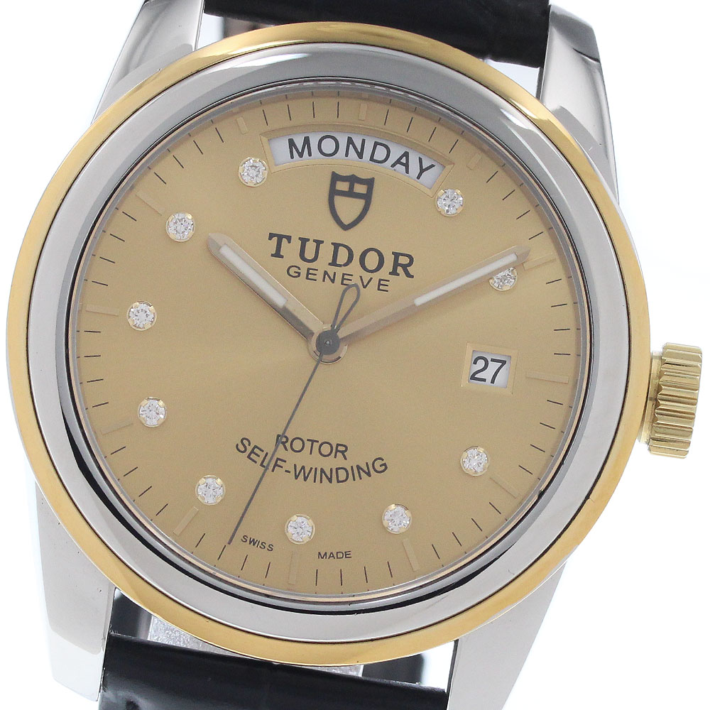 チュードル TUDOR 56003 グラマー デイトデイ YGベゼル 10P金剛石 自動小銃一巻き メンズ 良品 _956390【中古】