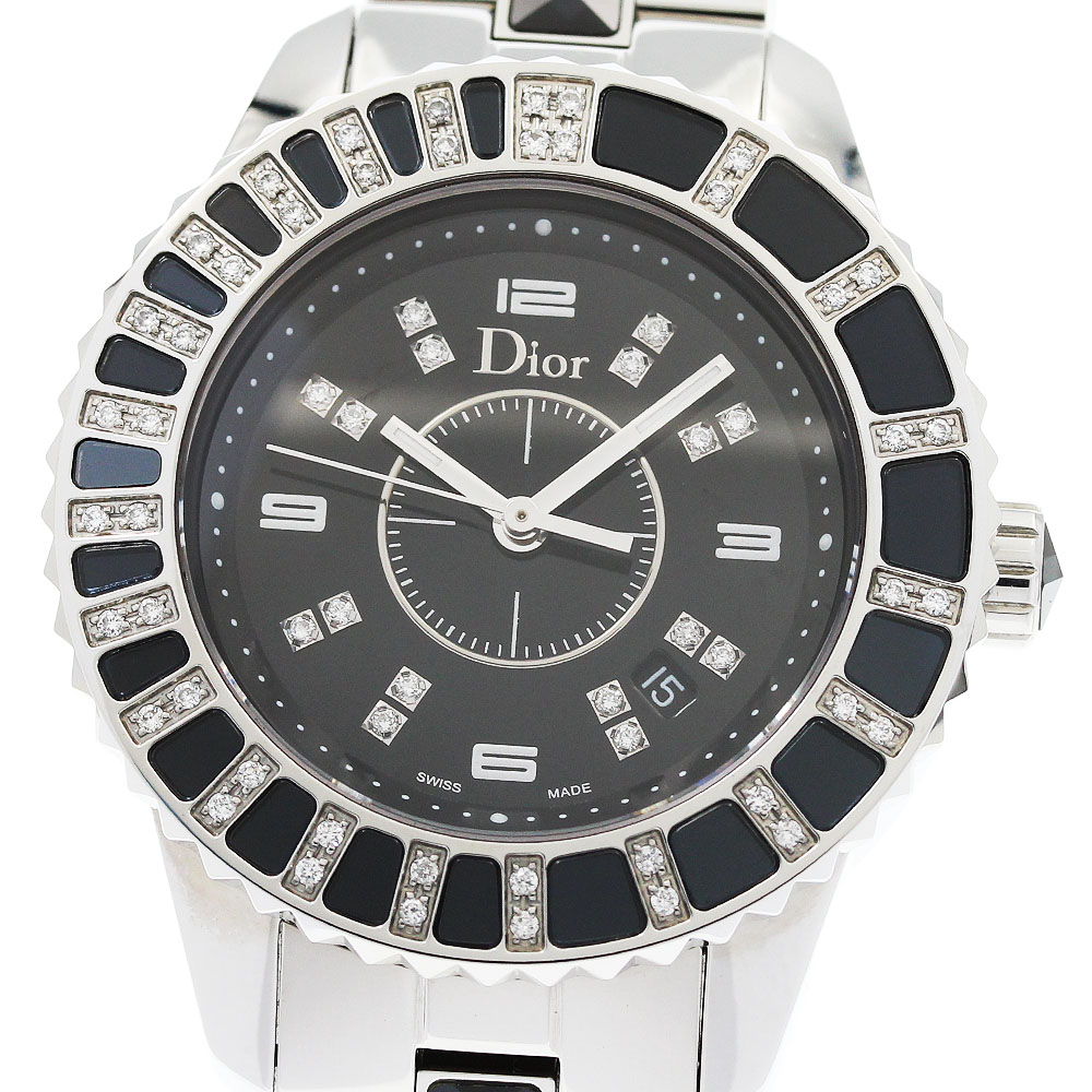 クリスチャンディオール Dior CD113115 結晶 ダイヤベゼル 16P金剛石 石英 レディース 良品 _958320【中古】
