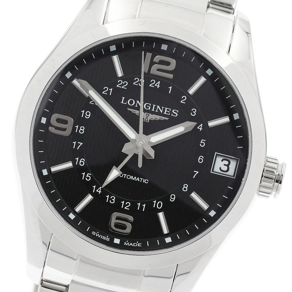 ロンジン LONGINES L2.799.4.56.6 コンクエスト 古典派音楽 GMT デイト 自動小銃一巻き メンズ 良品 御墨付き付き添い人_959500【中古】