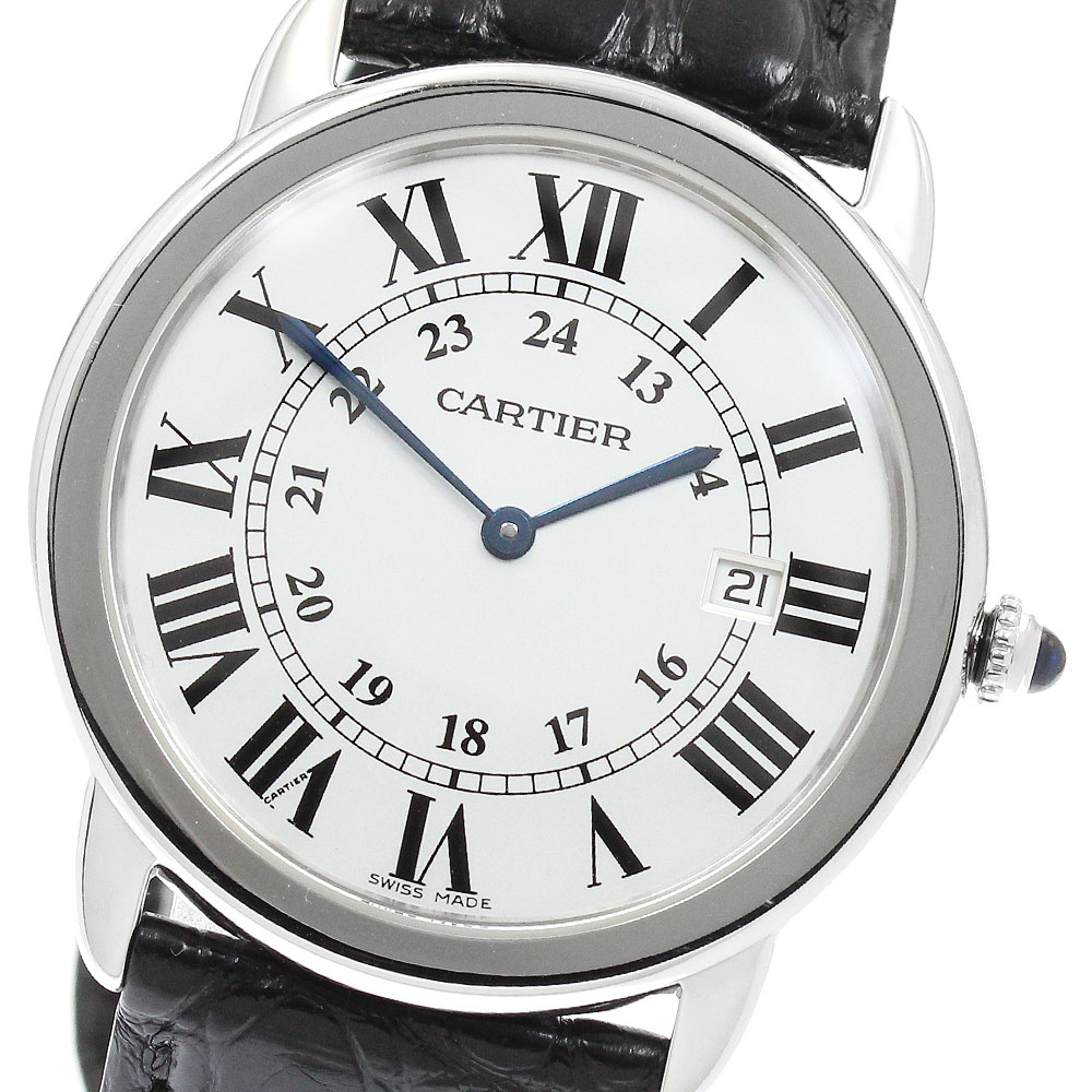 カルティエ CARTIER W6700255 ロンドソロLM デイト 石英 メンズ 美品 _960811【中古】