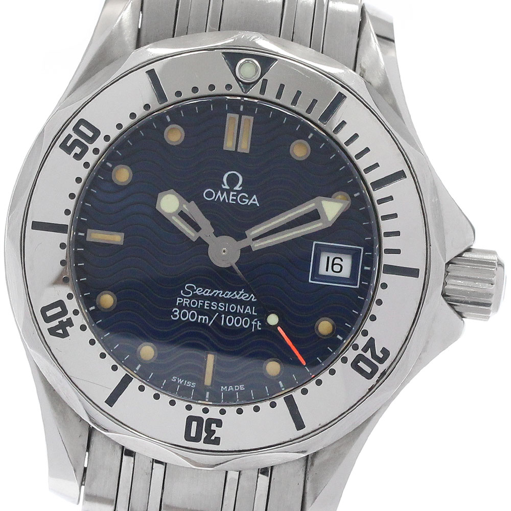 ゼロ OMEGA 2582.80 シーマスター300 デイト 石英 レディース お墨付き付き添い人_959953【中古】