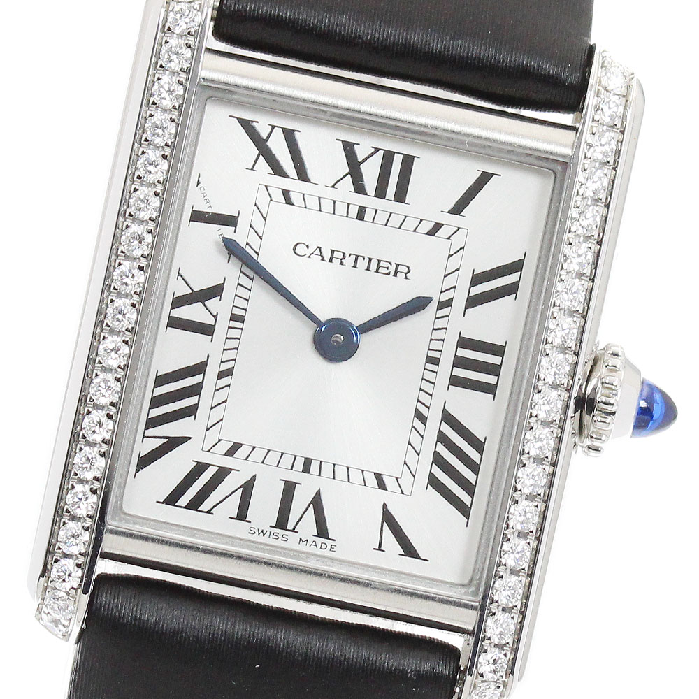 カルティエ CARTIER W4TA0016 貯蔵タンク帆柱SM ダイヤベゼル 石英 レディース 美品 御墨付き付き添い人_960905【中古】