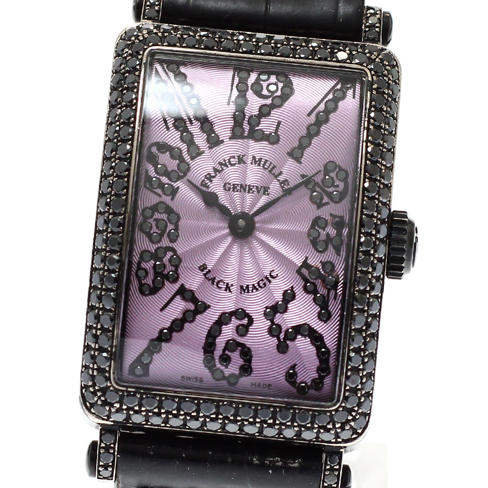 真っ直ぐレギオモンタヌス FRANCK MULLER 902QZD ロングアイランド 黒いこと神通力 K18WG ダイヤベゼル 石英 レディース 箱・御墨付き付_958679【中古】