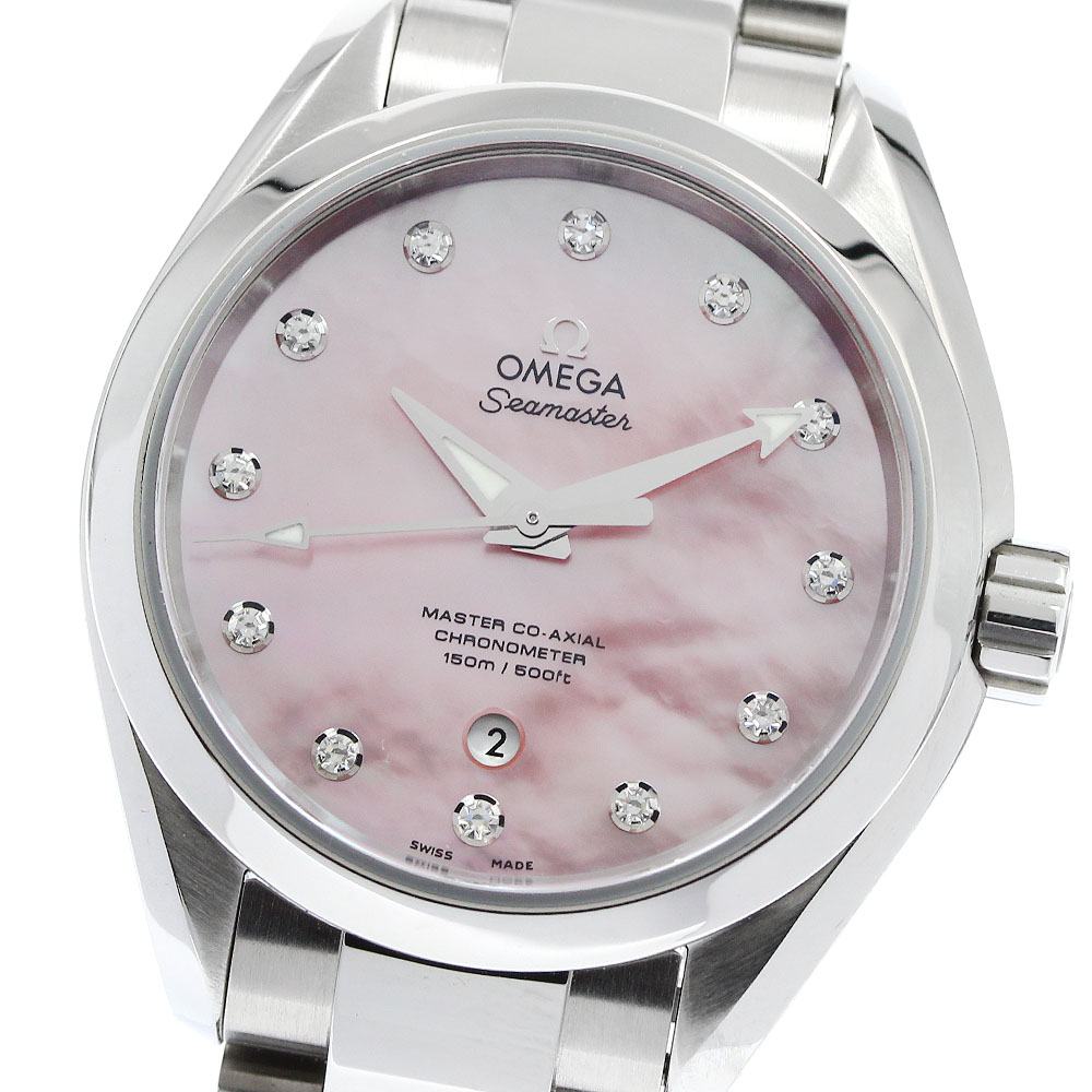 ゼロ OMEGA 231.10.34.20.57.003 シーマスター アクアテラ 12P金剛石 デイト 自動小銃一巻き レディース 美品 御墨付き付き添い人_960444【中古】