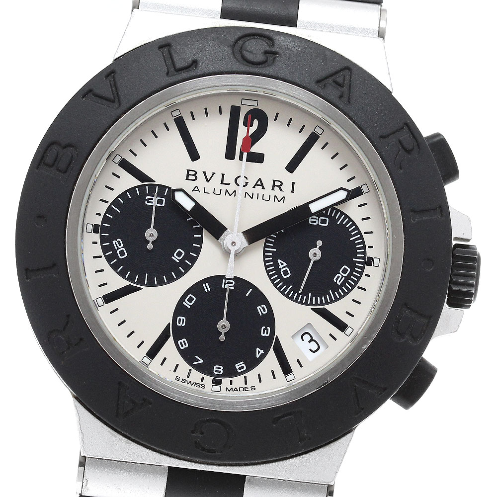 ブル小峡谷 BVLGARI BB40ATCH/103383 軽銀 デイト クロノグラフ 自動小銃一巻き メンズ 良品 内箱・お墨付き付き添い人_961324【中古】