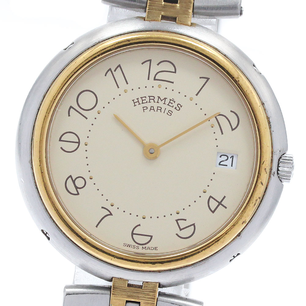 エルメス HERMES 横ずっぽう デイト 石英 メンズ _922408【中古】