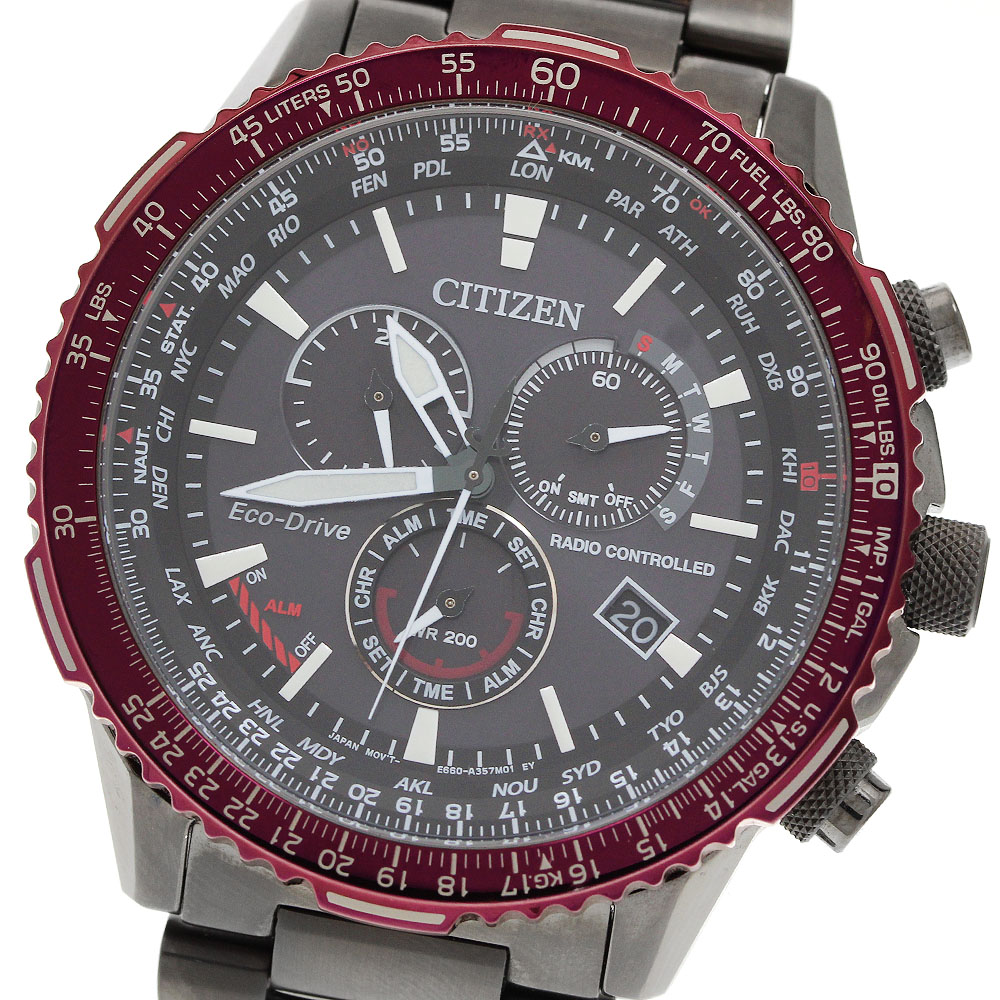 シチズン CITIZEN CB5009-55E/E660-A17W209 労働者階級お師匠さん 飛行士携帯時計 20空圧雨合羽 ソーラー電磁波 メンズ 美品 お墨付き付き添い人_961127【中古】
