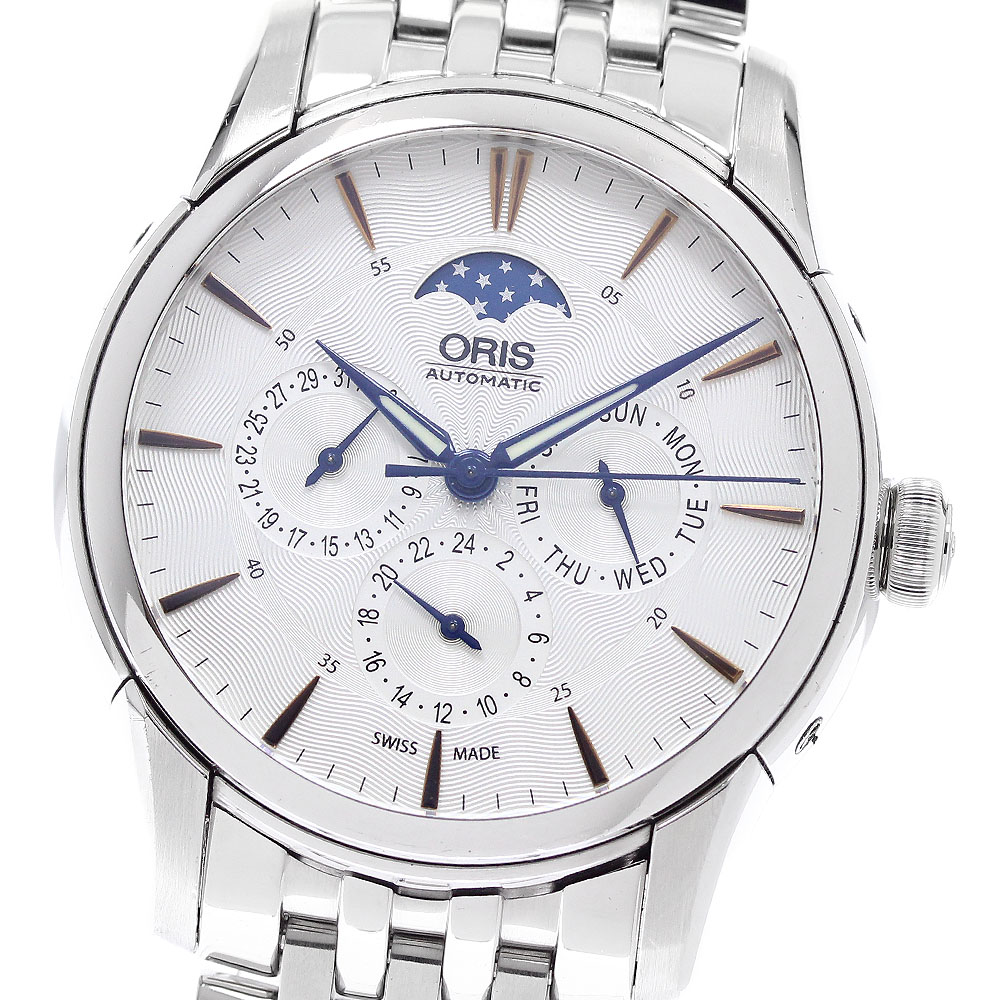 オリス ORIS 7703 芸術リエ コンプリケーション お月さま位相角 自動小銃一巻き メンズ お墨付き付き添い人_951994【中古】