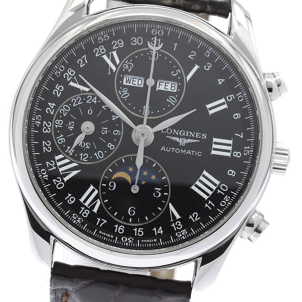 ロンジン LONGINES L2.673.4 お師匠さん寄せあわせ お月さま位相角 クロノグラフ 自動小銃一巻き メンズ 箱・お墨付き付き添い人_959547【中古】