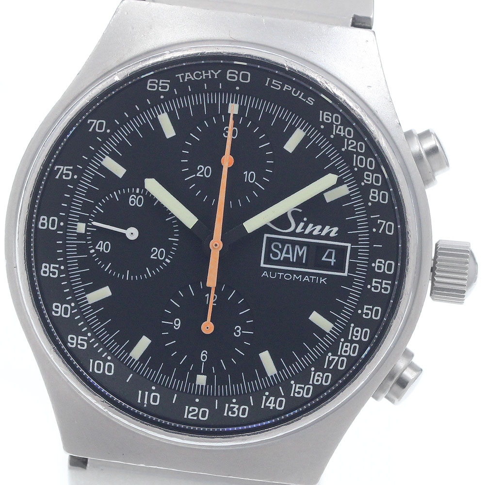 訳あり ジン Sinn 144 144 GMT クロノグラフ デイト 自動小銃一巻き メンズ _960551【中古】
