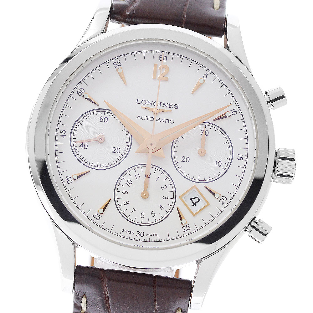 ロンジン LONGINES L2.750.4 ヘリテージ 寄せあわせ 新聞のコラム車輪 クロノグラフ 自動小銃一巻き メンズ お墨付き付き添い人_961479【中古】