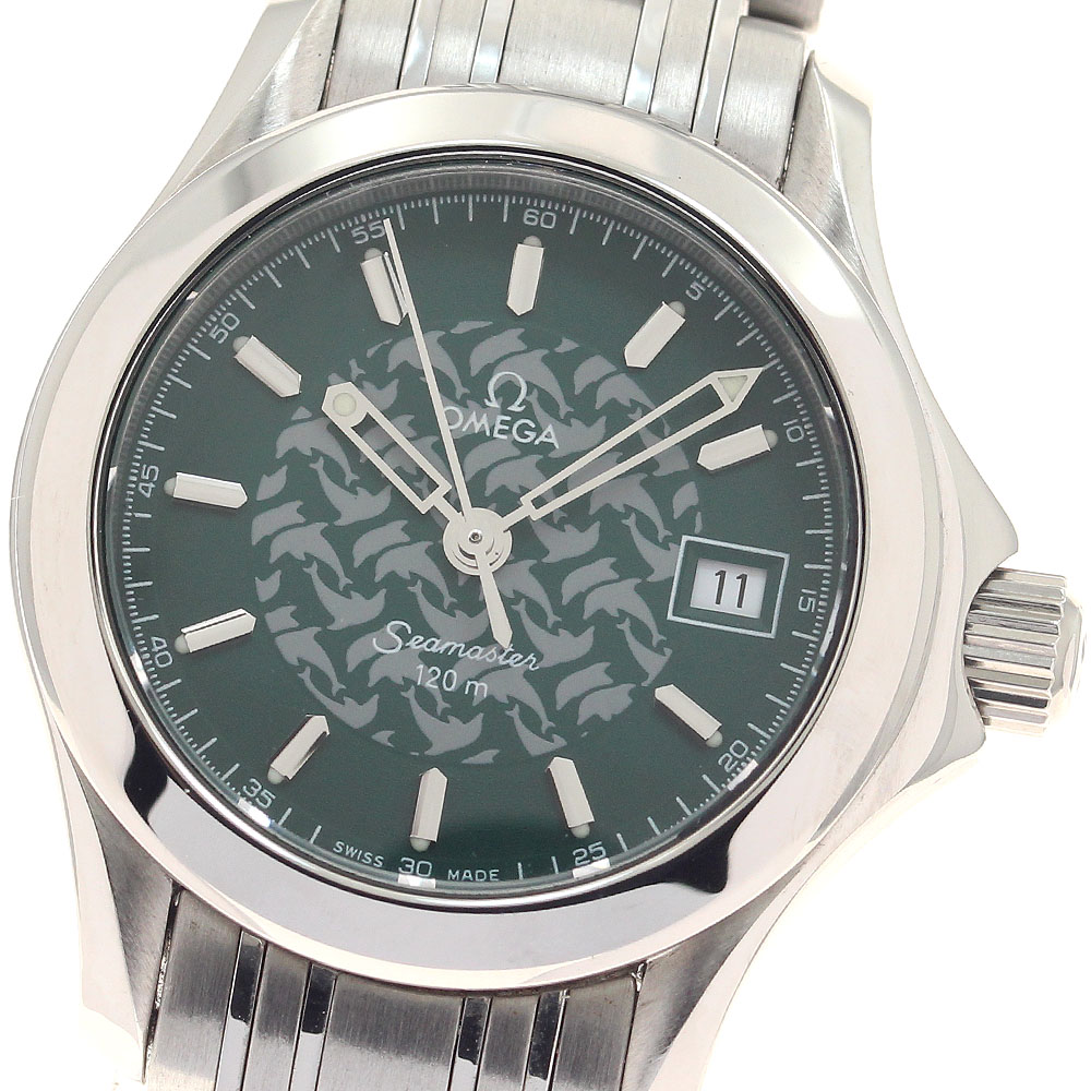 ゼロ OMEGA 2586.70 シーマスター120 ジャックマイヨール1998 デイト 石英 レディース 良品 _951141【中古】