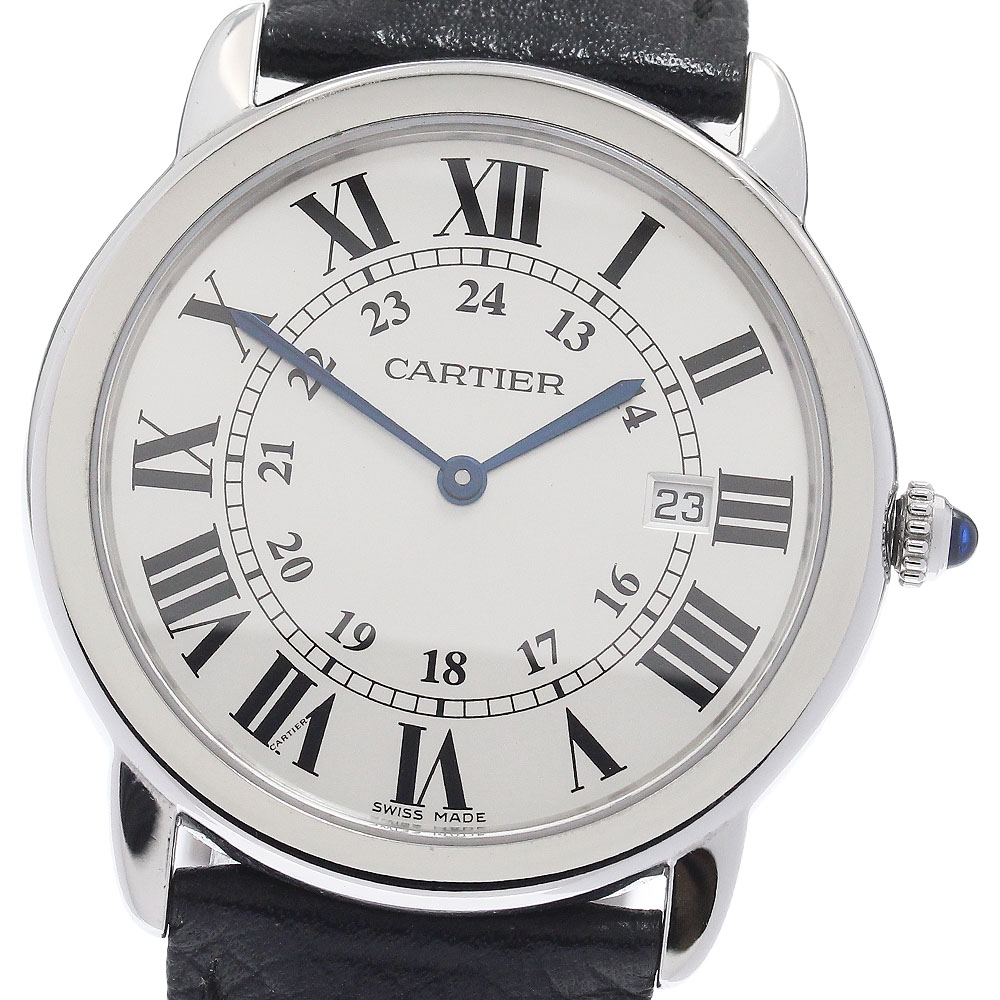 カルティエ CARTIER WSRN0029 ロンドソロ ドゥ カルティエ デイト 石英 メンズ お墨付き付き添い人_961930【中古】