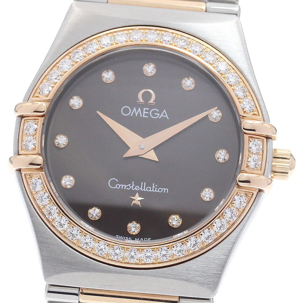 ゼロ OMEGA 1358.60 コンステレーション ダイヤベゼル 12P金剛石 石英 レディース 美品 _962108【中古】