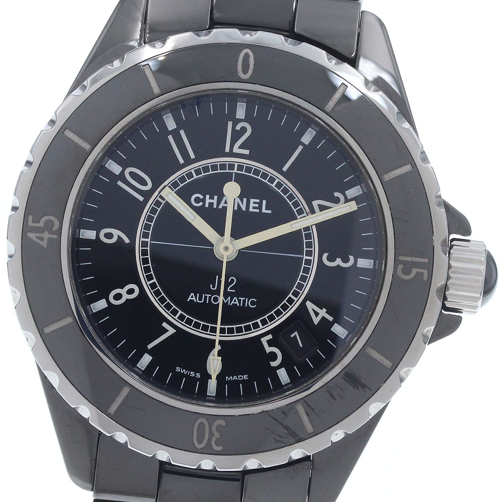 シャネル CHANEL H0685 J12 黒陶芸 38MM デイト 自動小銃一巻き メンズ お墨付き付き添い人_953562【中古】