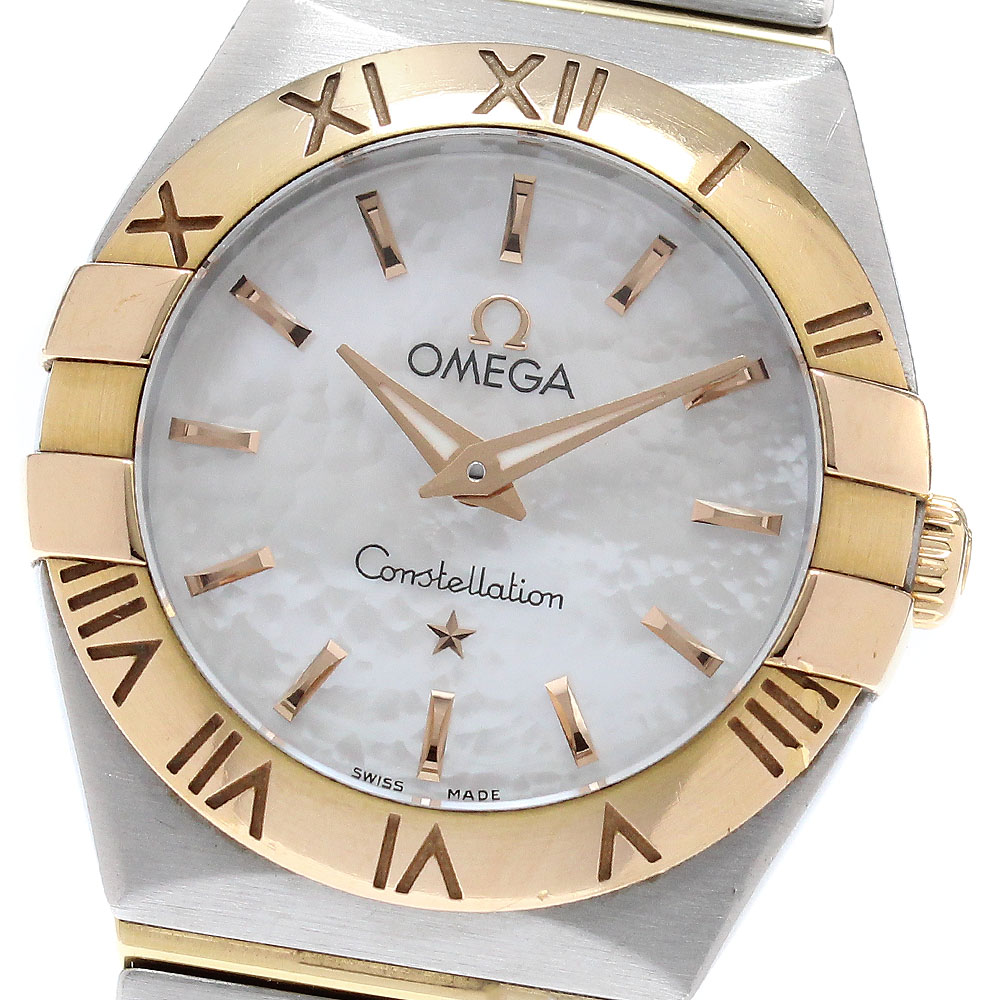 ゼロ OMEGA 123.20.24.60.05.001 コンステレーション 白いこと甲殻文字記号盤 石英 レディース _961673【中古】
