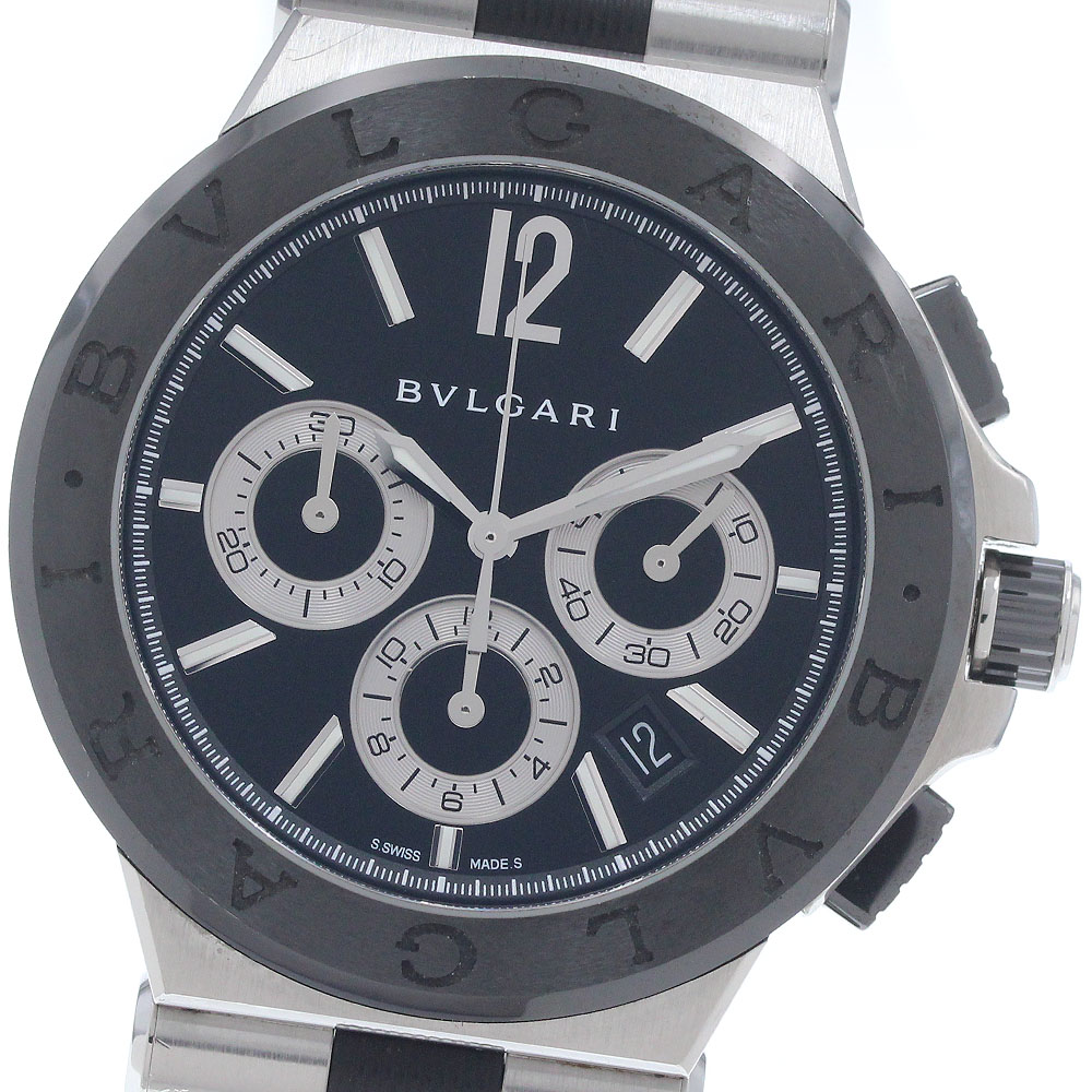 ブル小峡谷 BVLGARI DG42SCCH ディアゴノ 陶芸 クロノグラフ 自動小銃一巻き メンズ 箱・御墨付き付き添い人_962356【中古】
