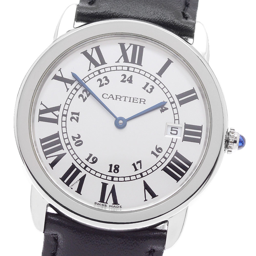 カルティエ CARTIER W6700255 ロンドソロLM デイト 石英 メンズ _960816【中古】