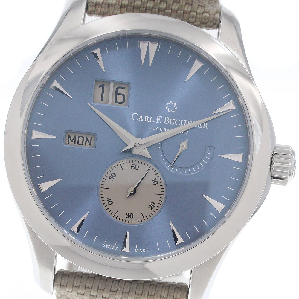 長い巻き毛 F.ブヘラ CARL F.BUCHERER 00.10926.08.53.01 人真似ロ 周辺機器 ビッグデイト 自動小銃一巻き メンズ 良品 お墨付き付き添い人_962035【中古】