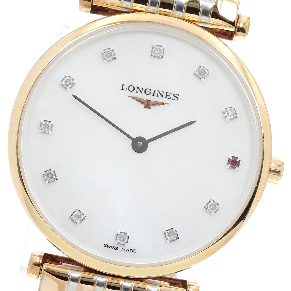 ロンジン LONGINES L4.512.1 ラ グラン 古典派音楽 ドゥ ロンジン 11P金剛石 1Pルビー 石英 レディース 箱・御墨付き付き添い人_962296【中古】