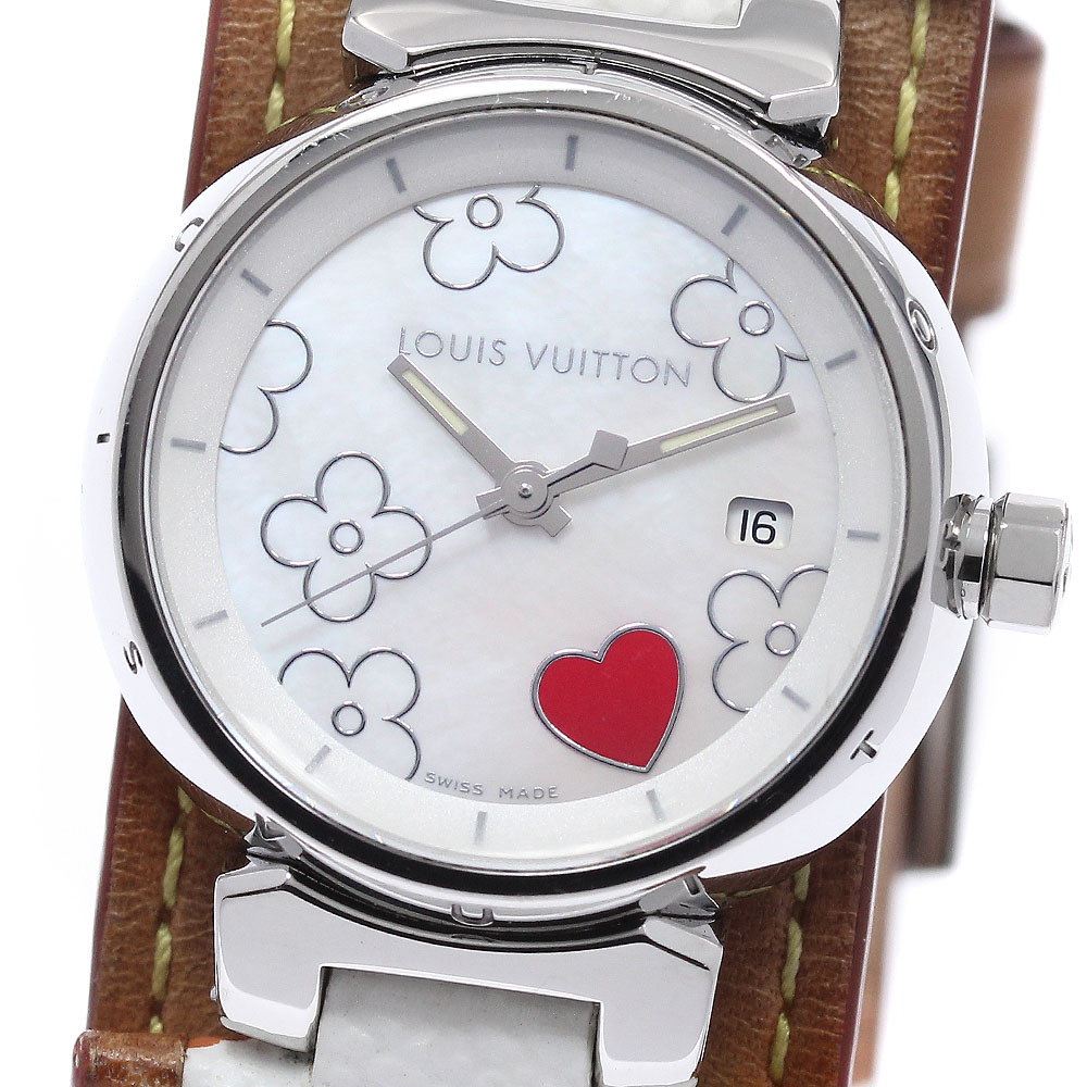 ルイ・ヴィトン LOUIS VUITTON Q121A タンブール ラブリーハート デイト 石英 レディース 良品 _961243【中古】