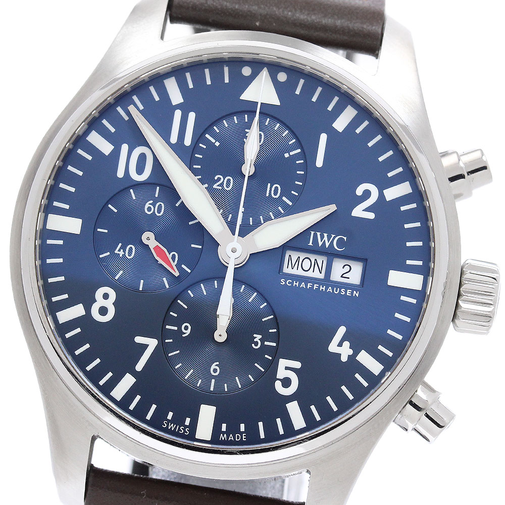 IWC IWC SCHAFFHAUSEN IW377714 パイロットウォッチ プティ プランス デイデイト クロノグラフ 自動小銃一巻き メンズ 良品 _962509【中古】