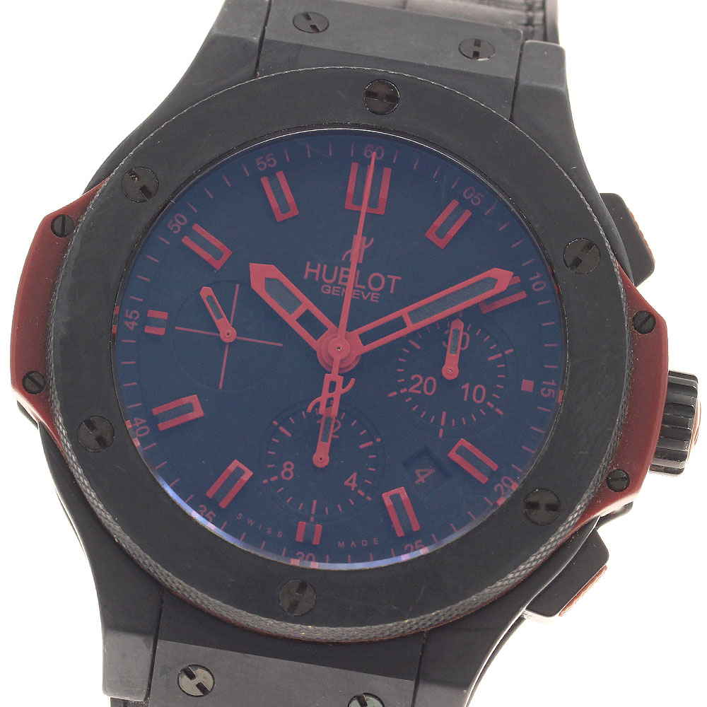 ウブロ HUBLOT 301.CI.1130.GR.ABR10 ビッグバン オール黒いこと赤いこと 地球制限事項500本 自動小銃一巻き メンズ _958623【中古】