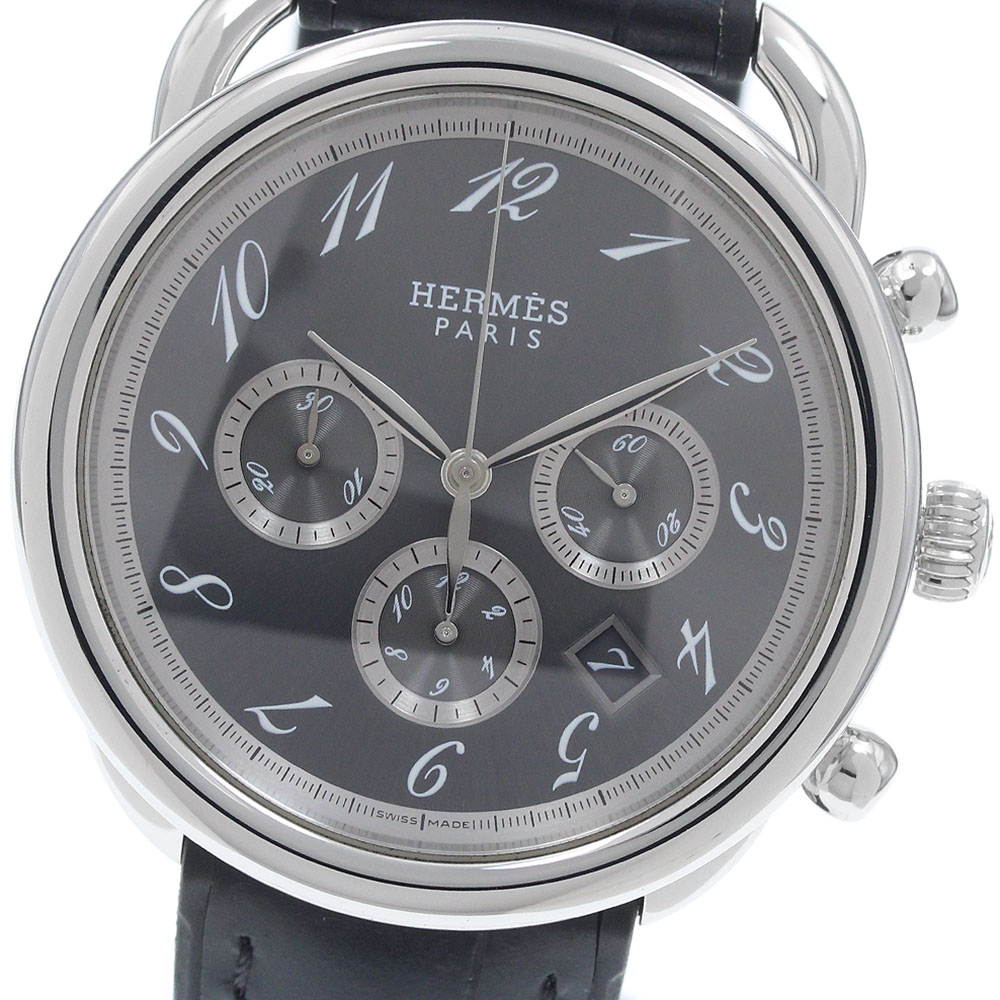 エルメス HERMES AR4.910 アルソー デイト クロノグラフ 自動小銃一巻き メンズ 美品 _961319【中古】