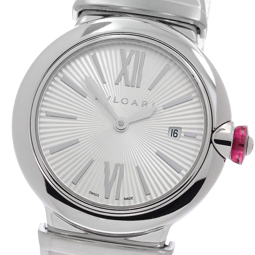 ブル小峡谷 BVLGARI LU28S ルチェア デイト 石英 レディース 良品 _953569【中古】