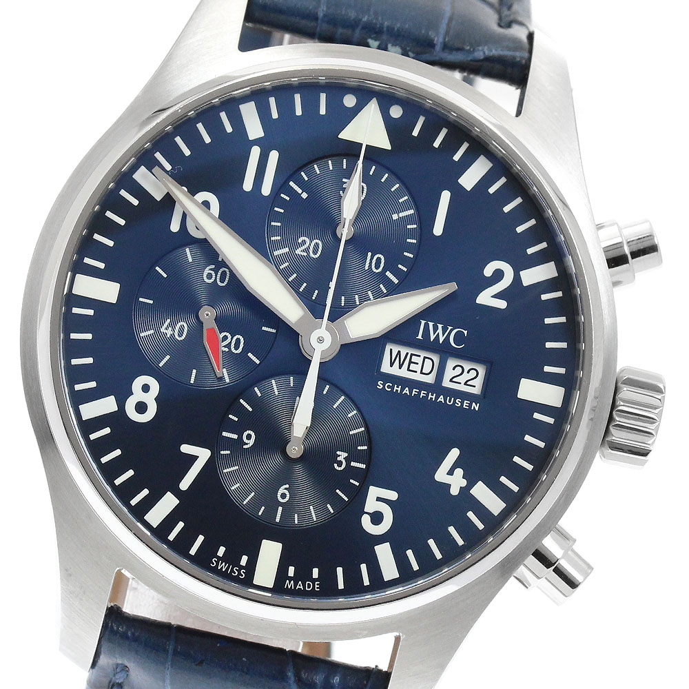 IWC SCHAFFHAUSEN IW377714 パイロットウォッチ プティ プランス デイデイト クロノグラフ 自動小銃一巻き メンズ お墨付き付き添い人_961900【中古】
