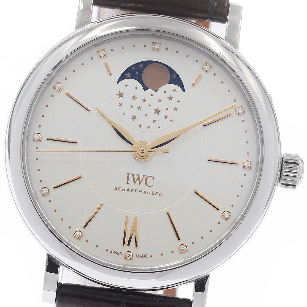 IWC IWC SCHAFFHAUSEN IW459011 ポートフィノ お月さま位相角 12P金剛石 自動小銃一巻き メンズ お墨付き付き添い人_962137【中古】
