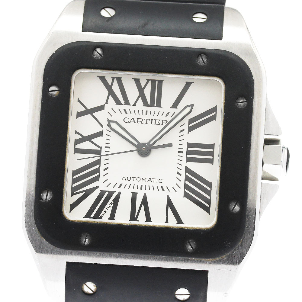 三尺帯訳あり カルティエ CARTIER W20121U2 サントス100 自動小銃一巻き メンズ _956353【中古】