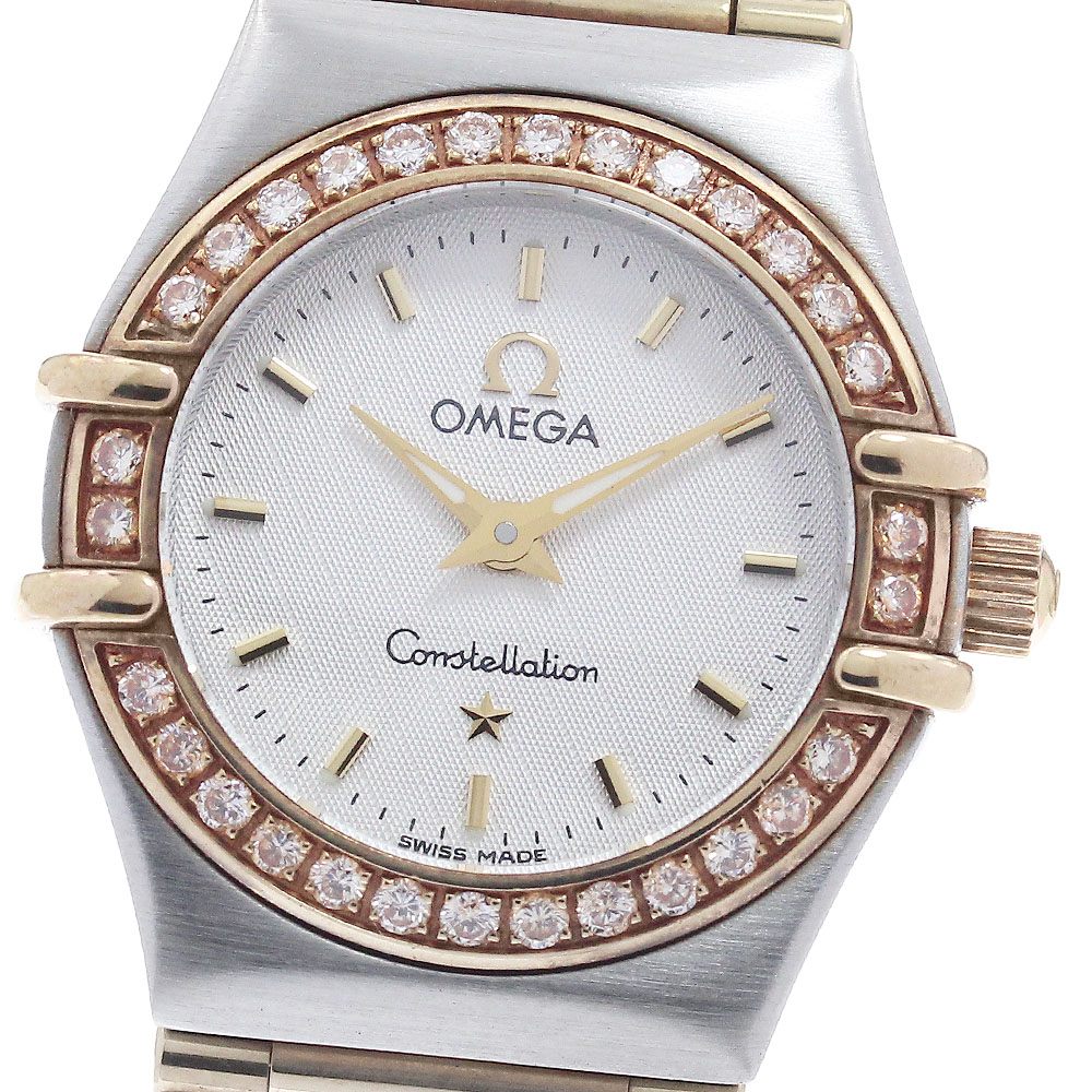 ゼロ OMEGA 1267.30 コンステレーション ダイヤベゼル フルバー 石英 レディース _960210【中古】