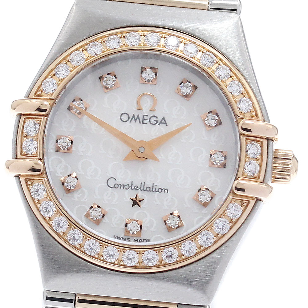 ゼロ OMEGA 1360.75 コンステレーショ ミニ 12P ダイヤベゼル 石英 レディース お墨付き付き添い人_962066【中古】