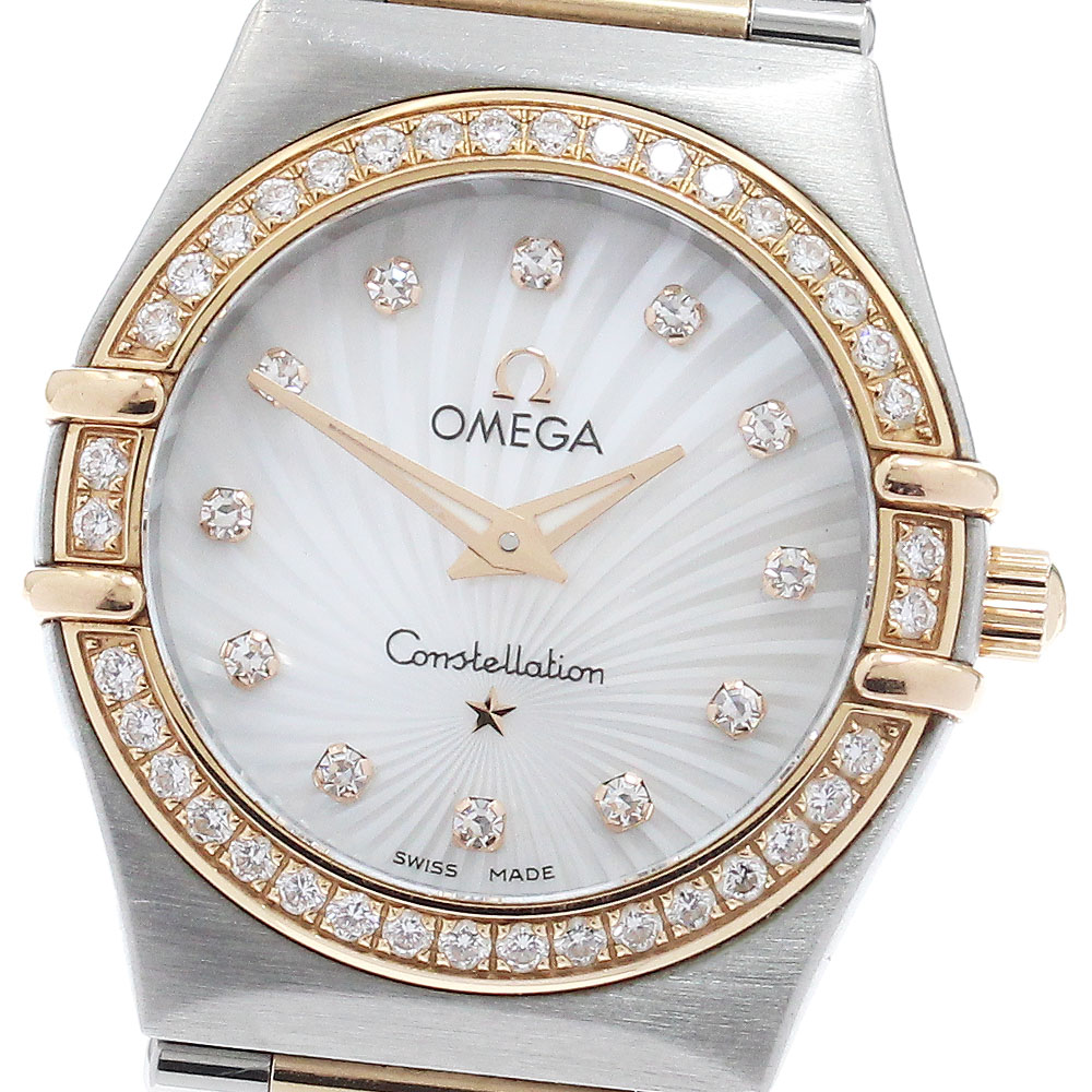 ゼロ OMEGA 111.25.26.60.55.001 コンステレーション 12P ダイヤベゼル 160周年祝する 石英 レディース _962125【中古】