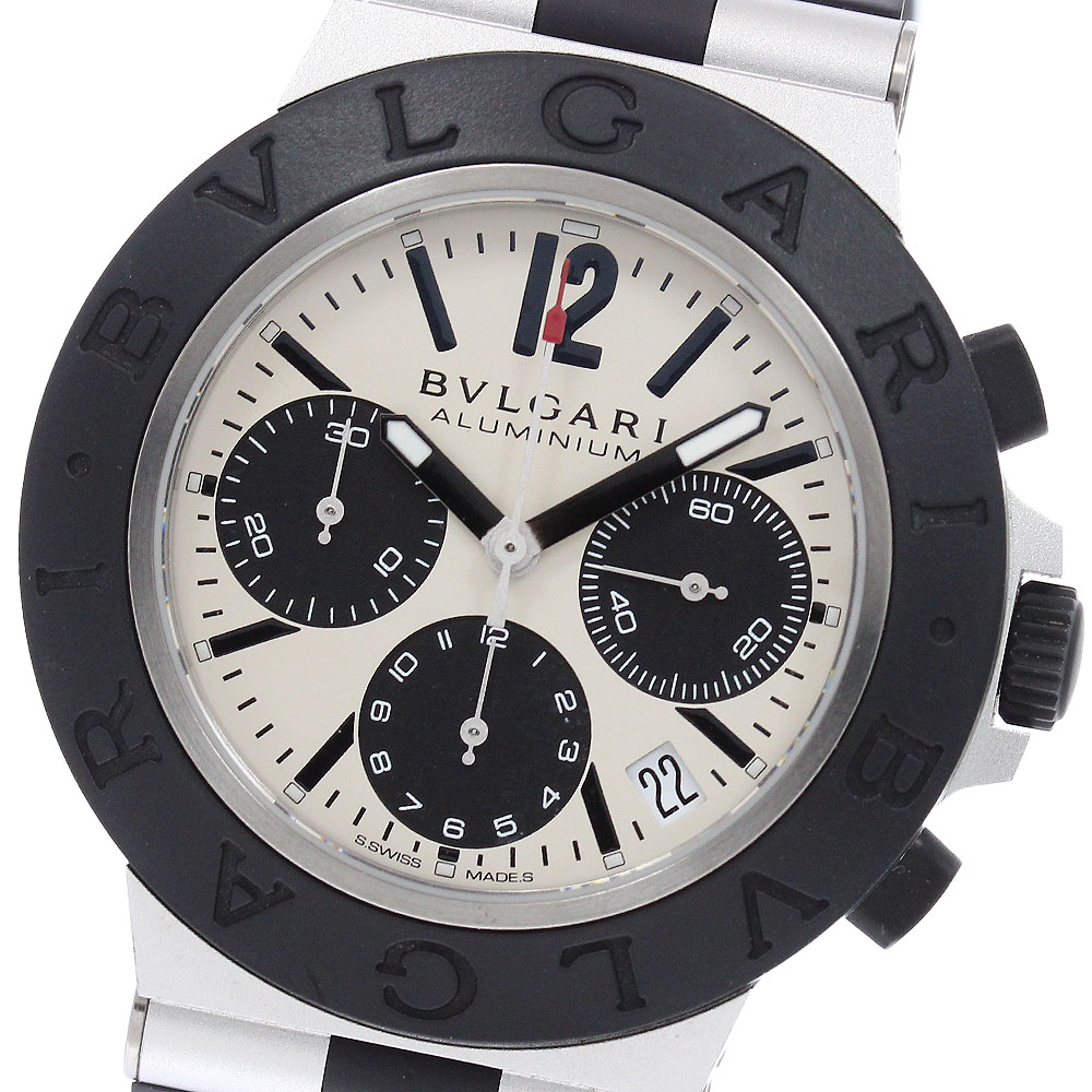 ブル小峡谷 BVLGARI BB40ATCH 軽銀 デイト クロノグラフ 自動小銃一巻き メンズ 美品 内箱付き添い人_963082【中古】