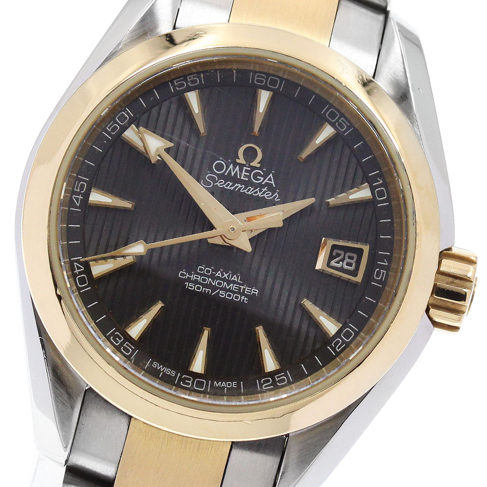 ゼロ OMEGA 231.20.30.20.06.002 シーマスター アクアテラ 150M YGベゼル デイト 自動小銃一巻き レディース _958620【中古】