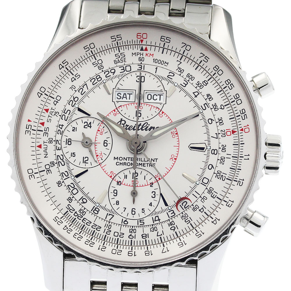 ブライト輪っか BREITLING A21330/A213G18WBD モンブリラン ダトラ トリプル暦 クロノグラフ 自動小銃一巻き メンズ お墨付き付き添い人_961418【中古】