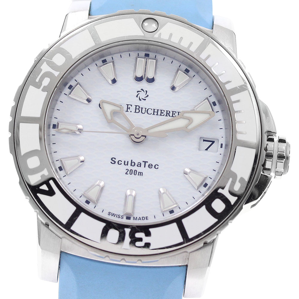 長い巻き毛 F.ブヘラ CARL F.BUCHERER 10634.23 パトラビ スキューバテック デイト 自動小銃一巻き レディース _962759【中古】
