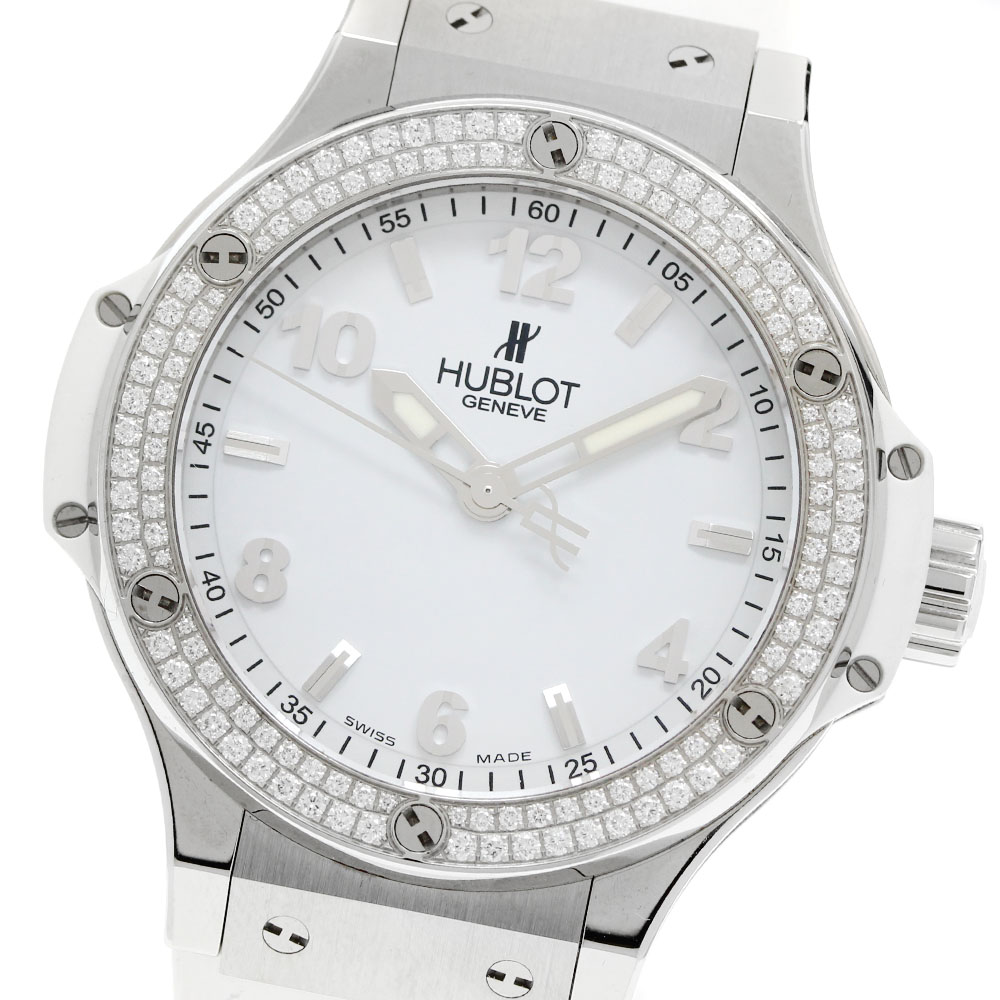 ウブロ HUBLOT 361.SE.2010.RW.1104 ビッグバン スチール写真 白いこと ダイヤベゼル 石英 メンズ 良品 お墨付き付き添い人_963005【中古】