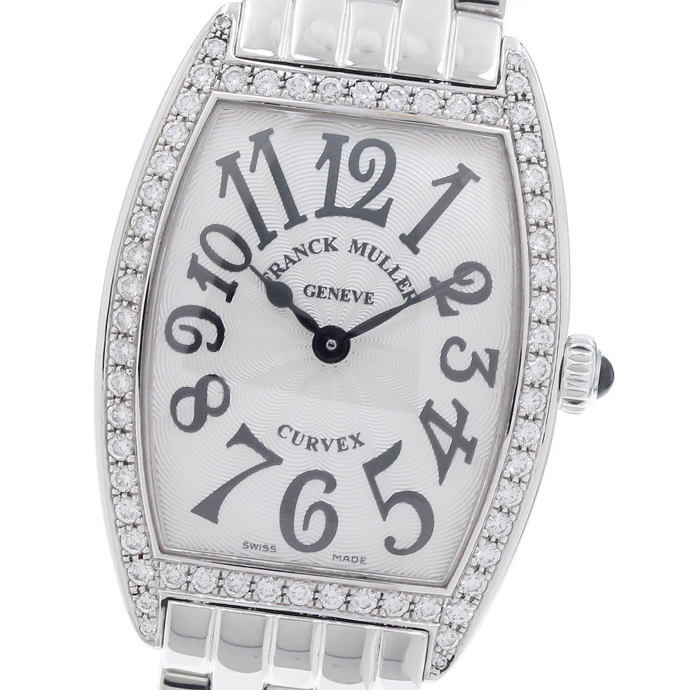 真っ直ぐレギオモンタヌス FRANCK MULLER 1752QZDP トノー カーベックス ダイヤベゼル 石英 レディース _959776【中古】