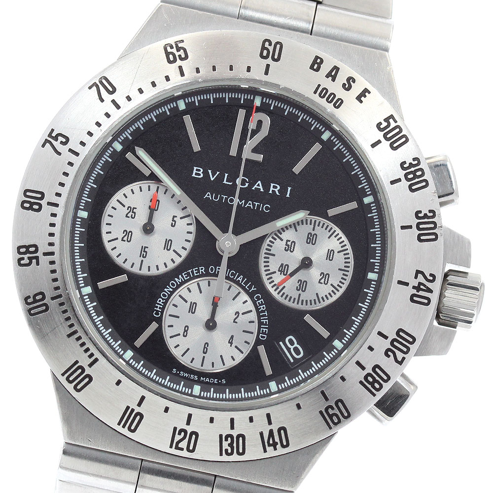 ブル小峡谷 BVLGARI CH40STA ディアゴノ タキメトリック クロノグラフ デイト 自動小銃一巻き メンズ _962891【中古】