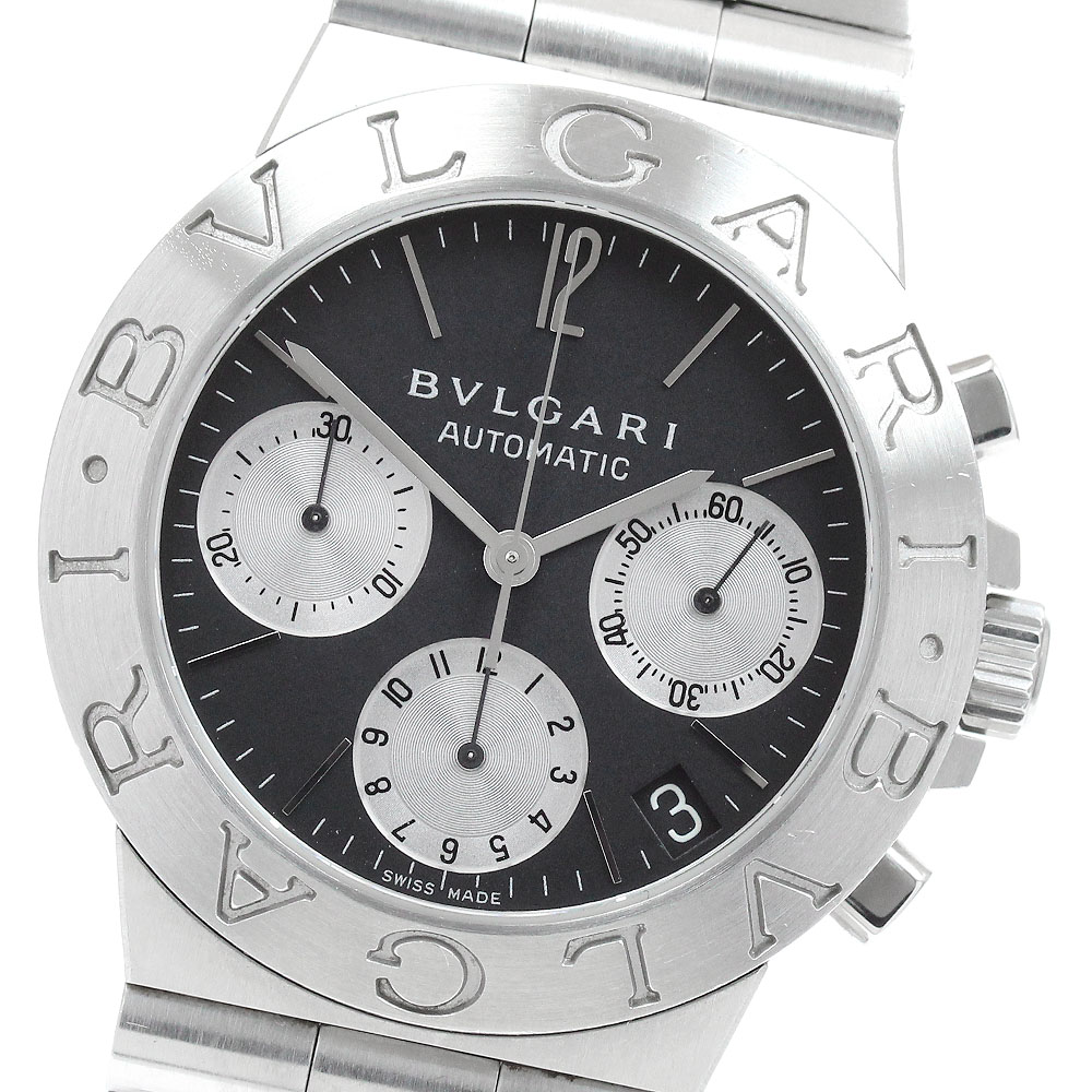 ブル小峡谷 BVLGARI CH35S ディアゴノ 運動競技 クロノグラフ デイト 自動小銃一巻き メンズ _963411【中古】