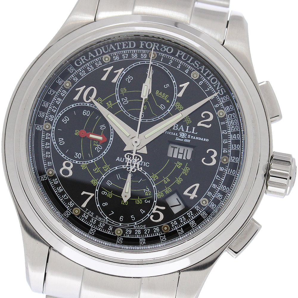 ボールウォッチ BALLWATCH CM1010D トレインマスター パルスメーター クロノグラフ 自動巻き メンズ 良品 _957090【中古】｜CLOSER