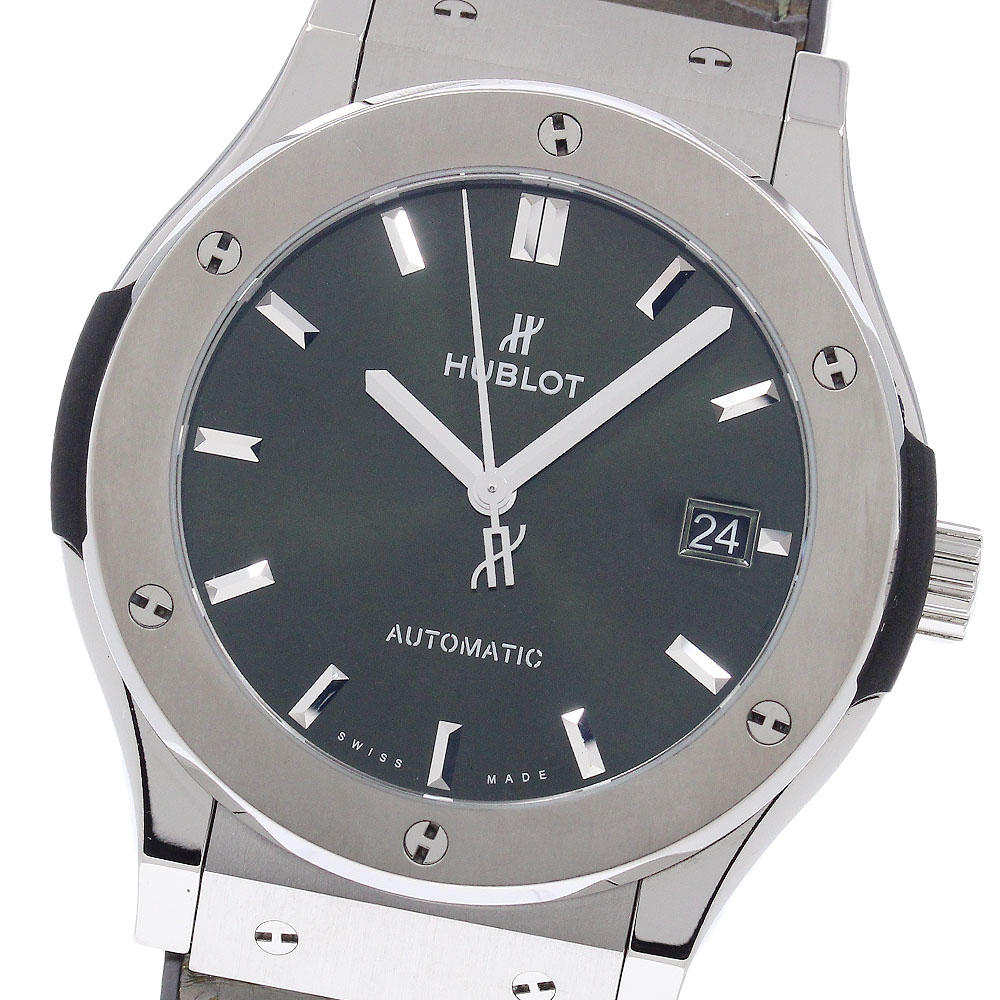 ウブロ HUBLOT 511.NX.8970.LR クラシック フュージョン チタニウム グリーン 自動巻き メンズ 美品 保証書付き_960611【中古】|CLOSER
