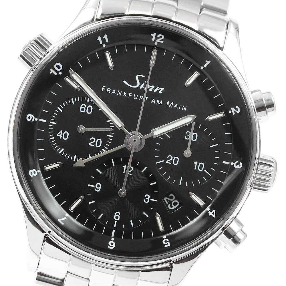 ジン Sinn 6000 フランクフルト ファイナンシャル ウォッチ クロノグラフ デイト 自動巻き メンズ 箱・保証書付き_950514【中古】|CLOSER