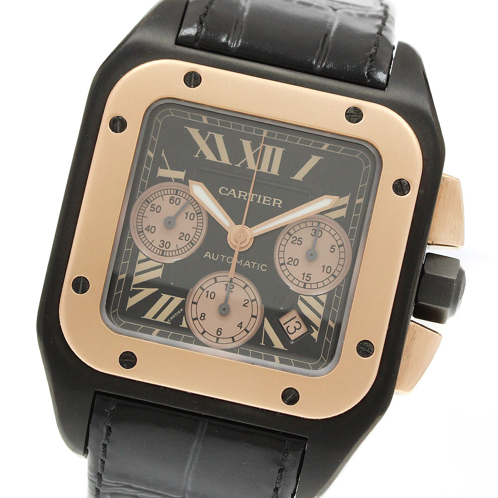 カルティエ CARTIER W2020004 サントス100 K18PGベゼル クロノグラフ 自動巻き メンズ 良品 _965055【中古】｜CLOSER