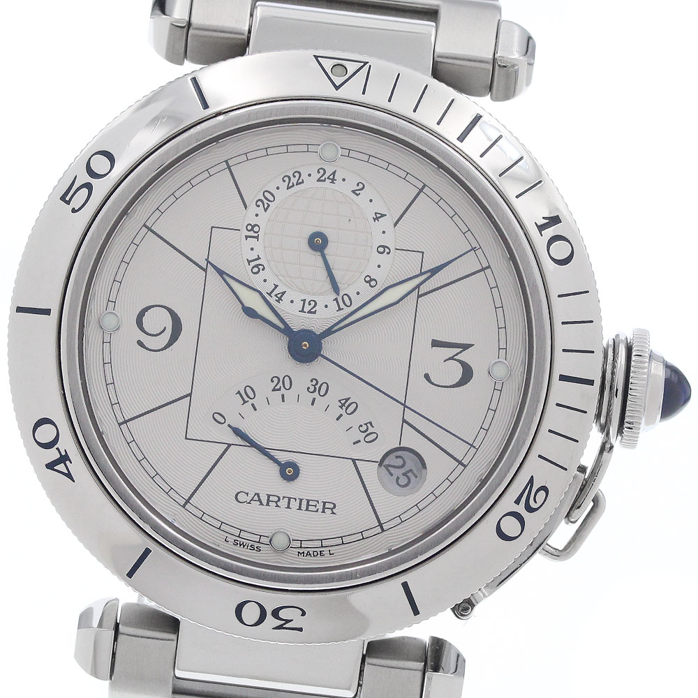 カルティエ CARTIER W31037H3 パシャ38ｍｍ GMT パワーリザーブ デイト 自動巻き メンズ _956624【中古】｜CLOSER